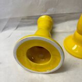 Ensemble de 2 bougeoirs en céramique jaune vintage
