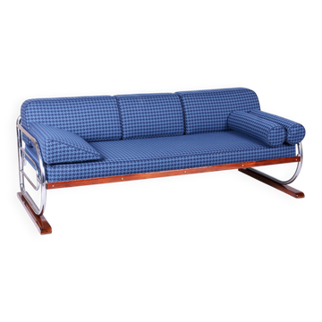 Czech Bauhaus Chrome and Beech Sofa attributed to Robert Slezak, 1930s