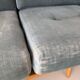 Banquette velours et bois clair, scandinave vers 1960/70