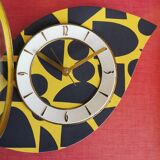 Vintage silent wall clock pendulum 60s "Anthracite yellow"