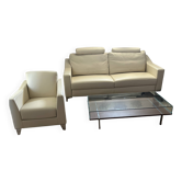 Living room set: 3-seater sofa, armchair, and coffee table.
