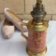 Oil lamp with ceramic body handle