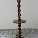 Vintage twisted turned wooden lamp base with shelf.