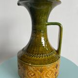 Green and yellow ceramic carafe bitossi italy 1950