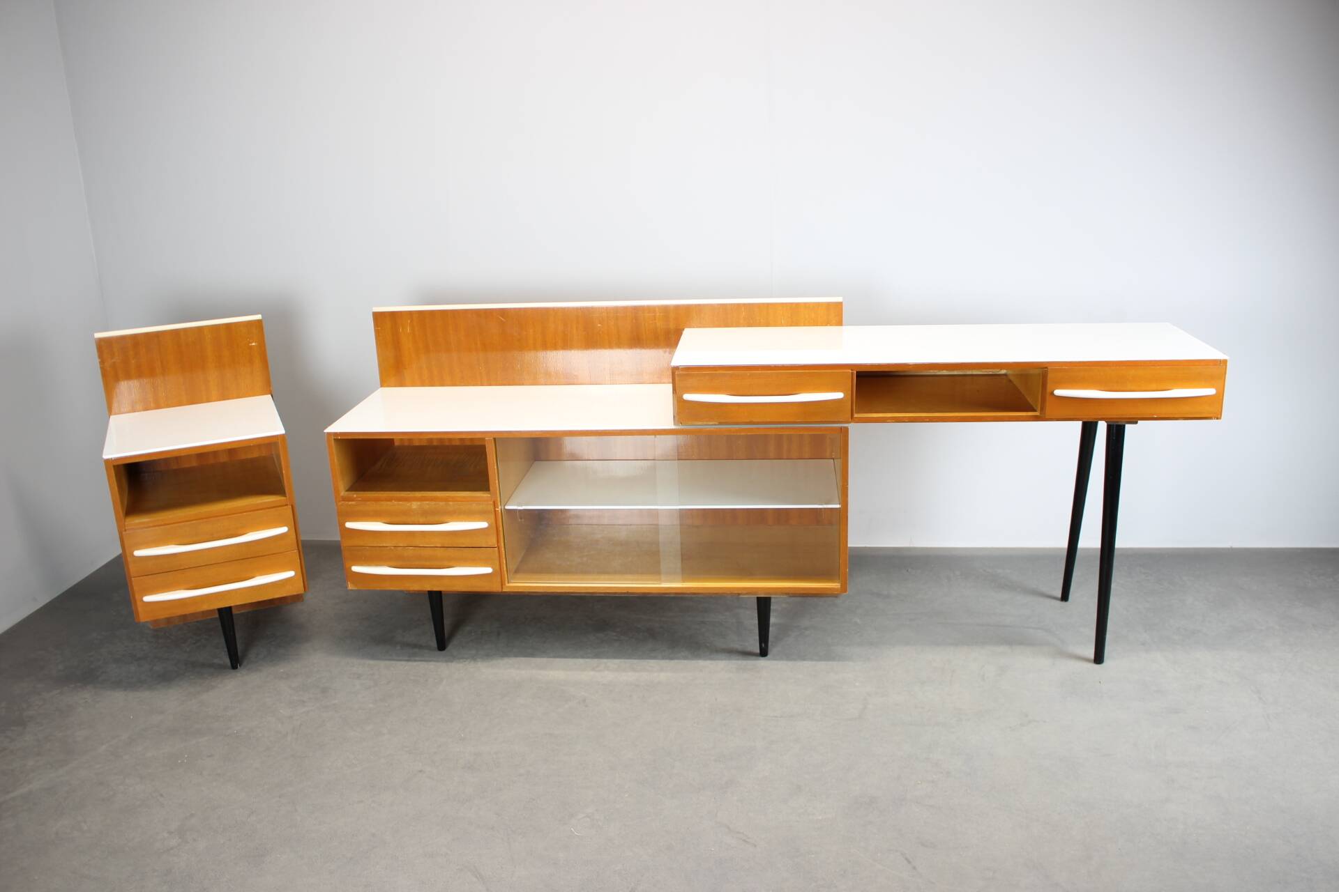 Modular desk and mid-century storage unit by Mojmír Požár, UP Závody, 1960s