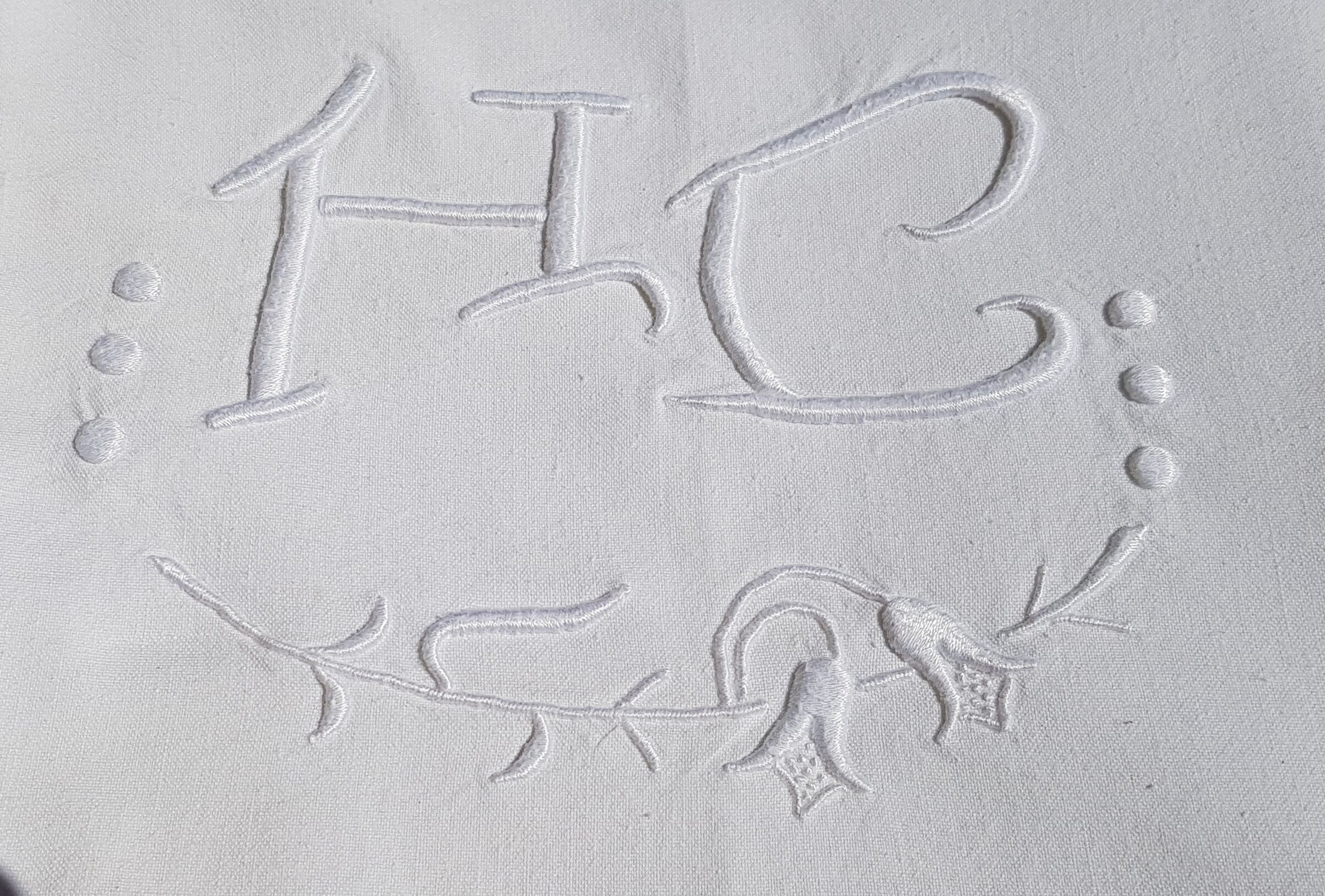 Embroidered HC monogram sheet