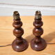 Pair of wood lamp, vintage turned wood lamp foot