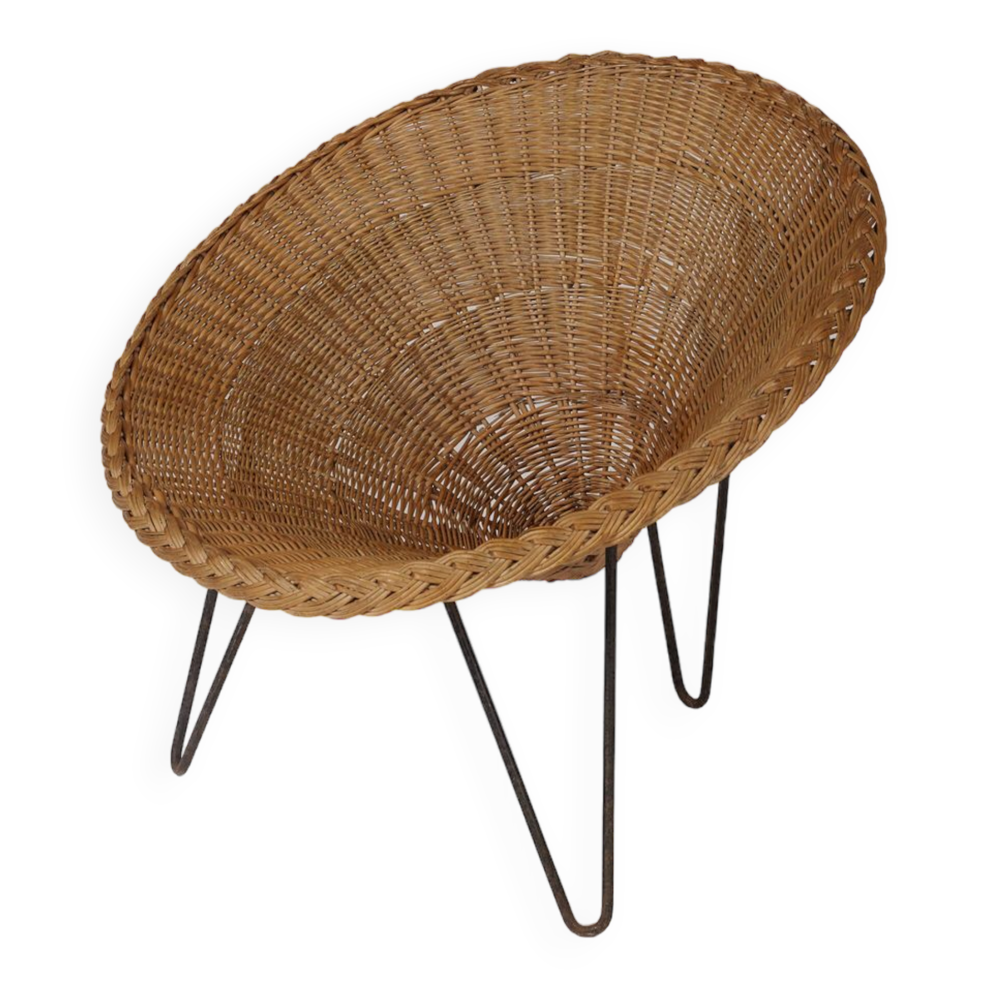 Rattan basket armchair, 1970s