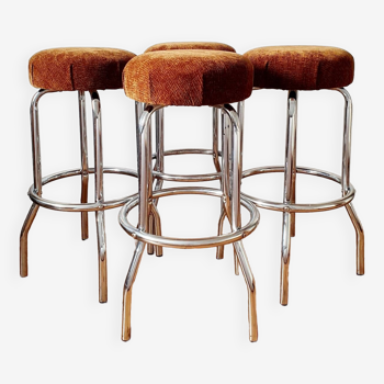 4 vintage chrome bar stools