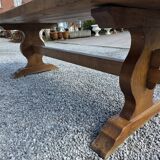 Solid oak monastery table, 243cm L