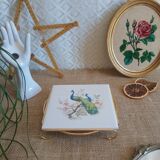 Dessous de plat mettlach motifs paons vintage