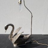 Lampe cygne bronze argenté années 70