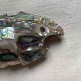 Fish-shaped bottle opener made of seashell and brass, 1970s