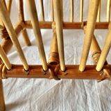 Porte-revue vintage en bambou et rotin