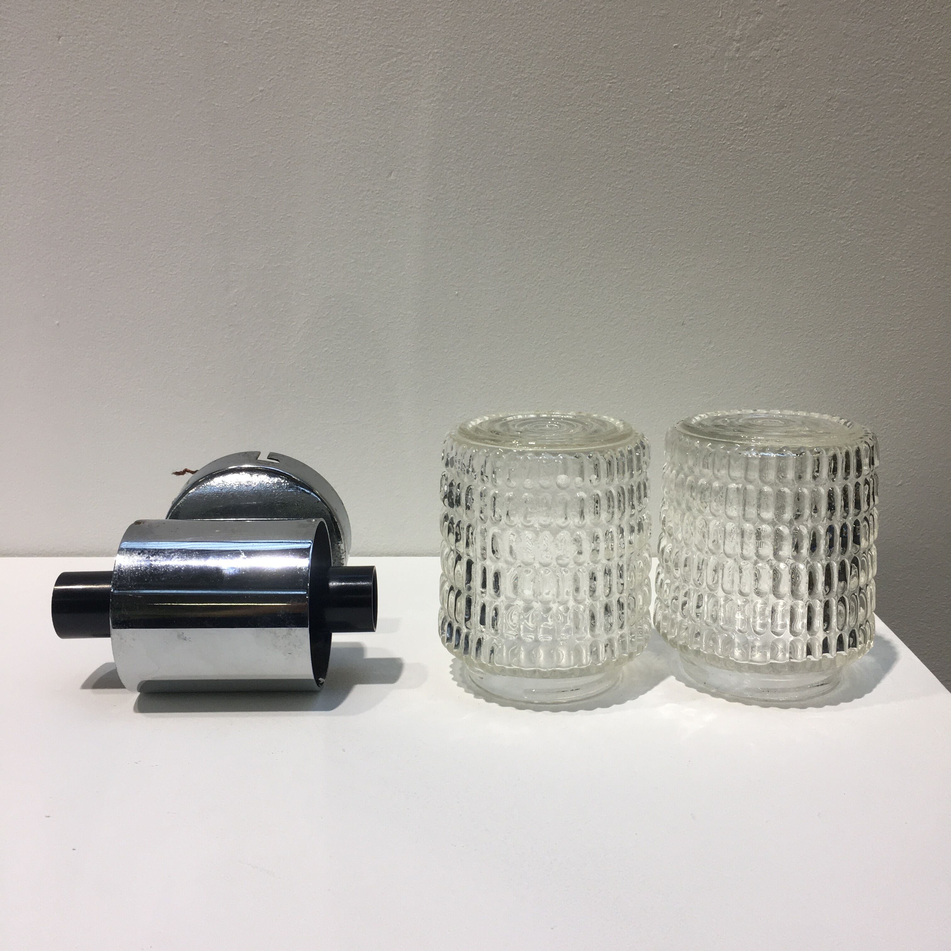 Wall lamp double lights chrome and glass 70s