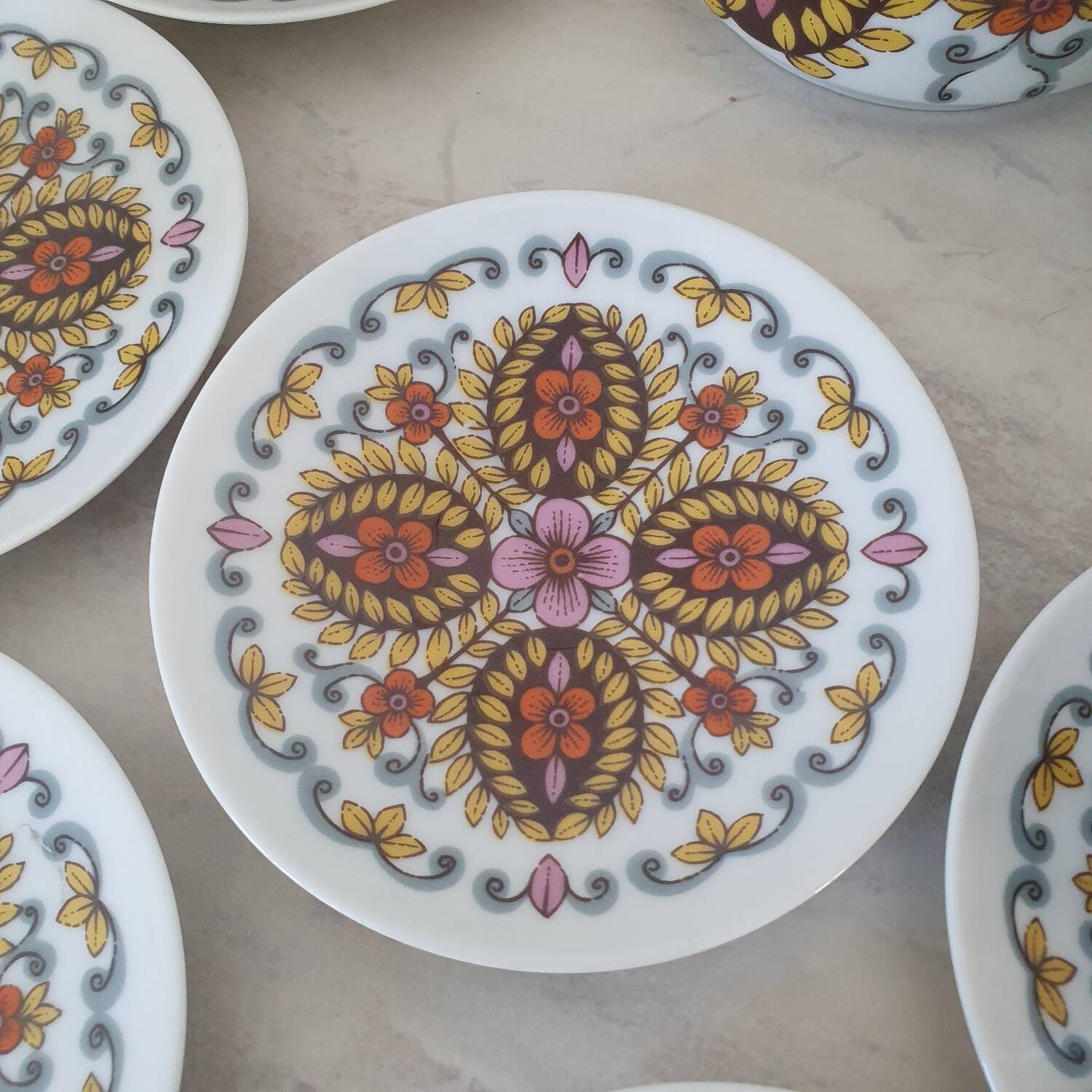 Vintage retro pattern coffee tea set