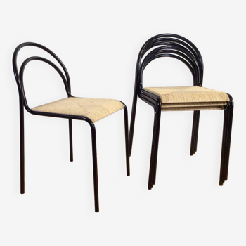 Chaises de salle à manger vintage en corde de papier tubulaire