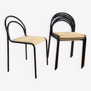 Vintage tubular papercord dining chairs