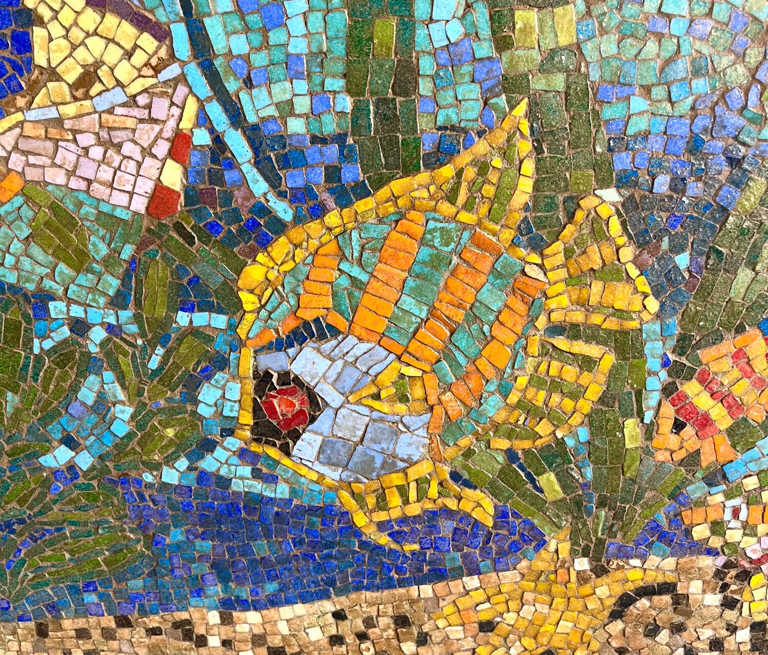 Large vintage mosaic wall fresco 1950