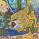 Large vintage mosaic wall fresco 1950