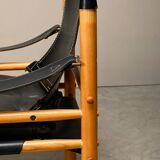 Arne Norell Sirocco Safari Lounge Chairs in Black Leather and Ash, Sweden