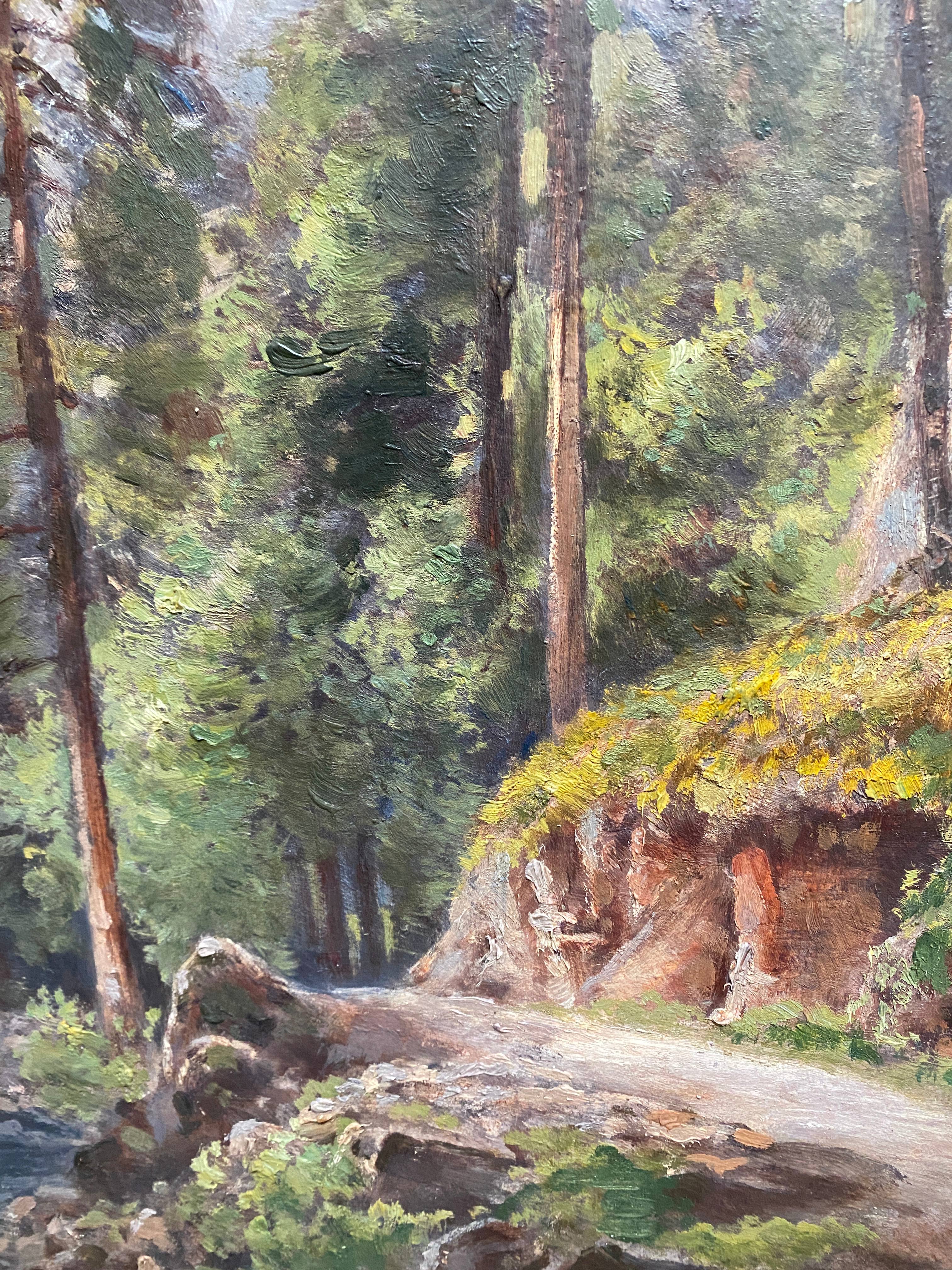 Painting "jurassian landscape" circa 1950 hsc + frame