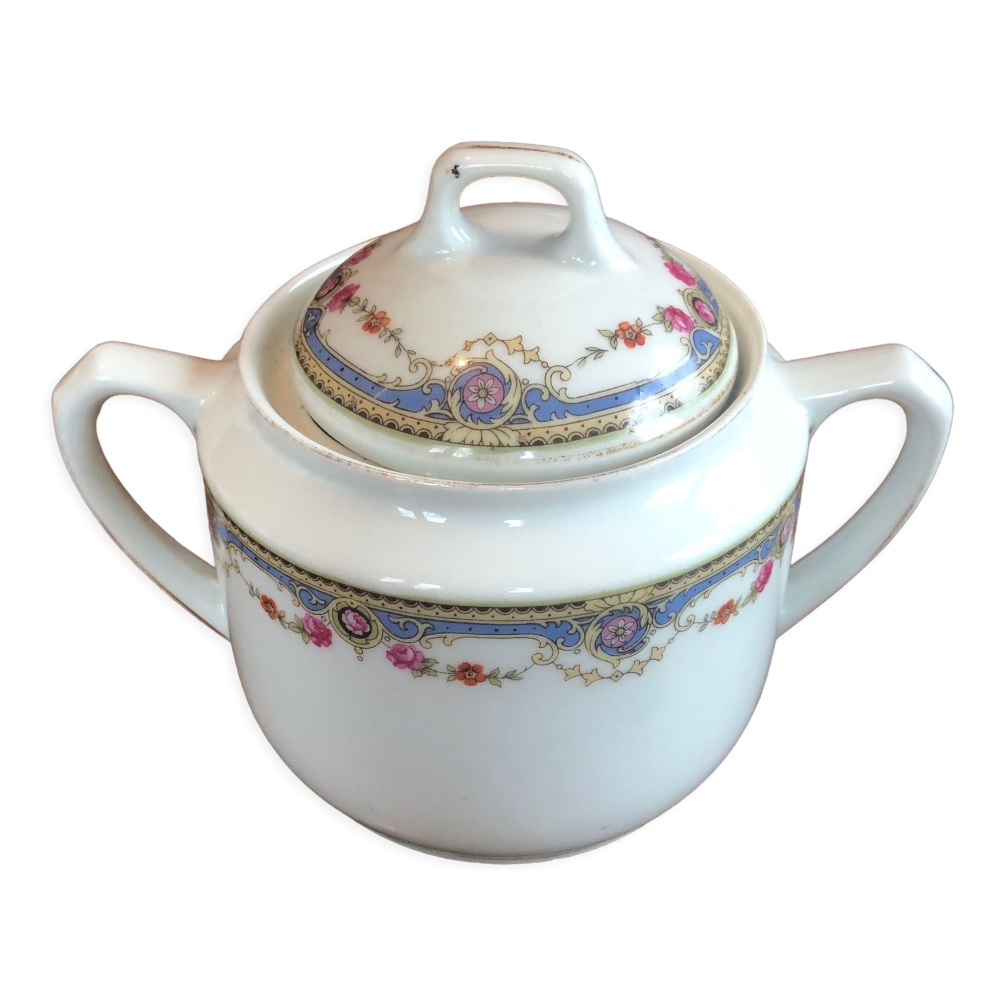 Ancient sugar bowl porcelain