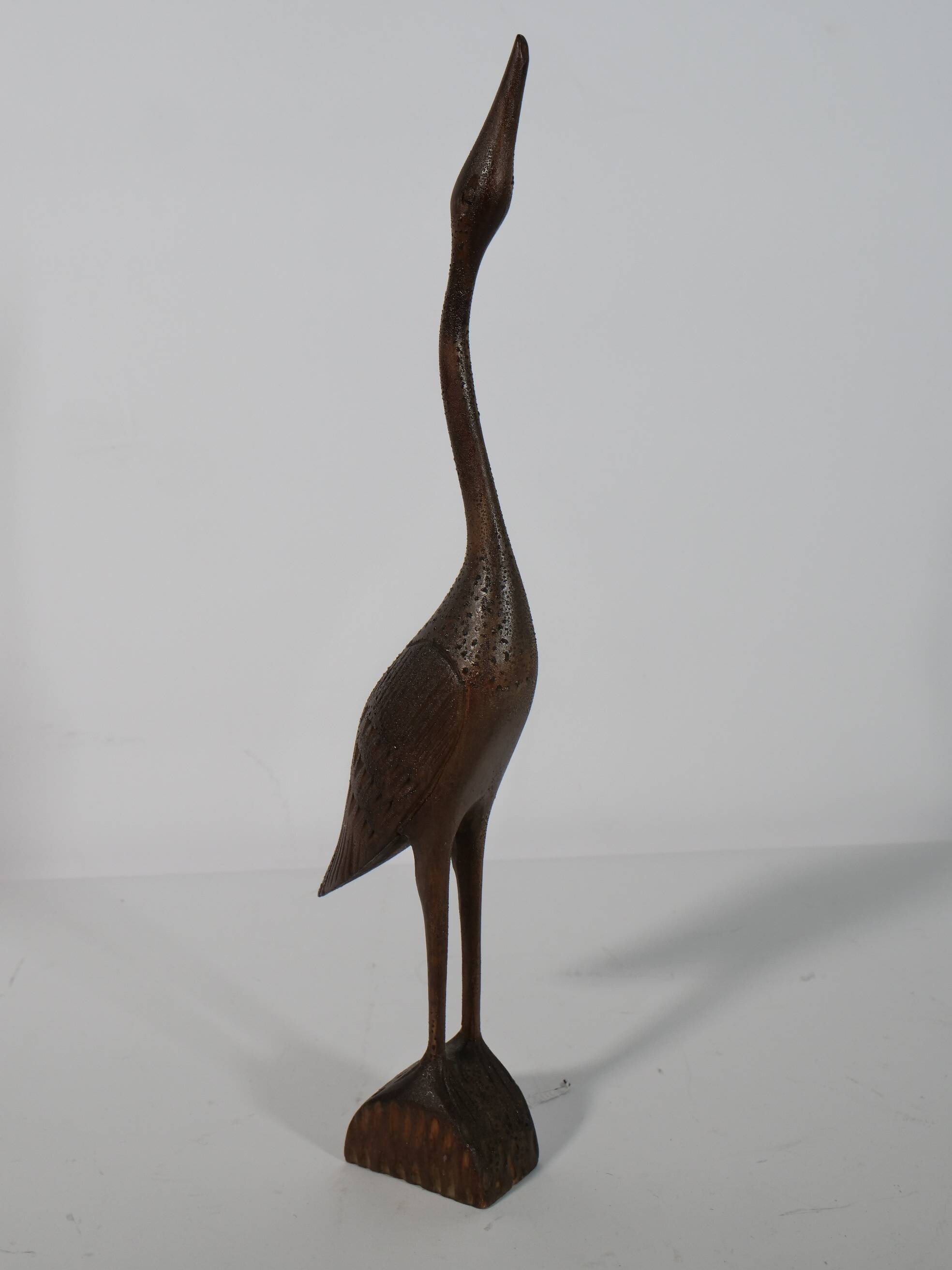 Teak Wood Crane Mid Century