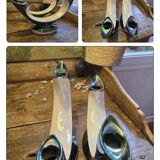 Magnifique Paire De Bougeoirs En Verceram 1950