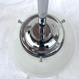 Glass and aluminum globe hanging lamp