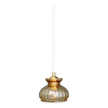 Suspension abat -jour vintage en verre ambré