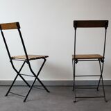Pair of foldable bistro chairs, France, 1930