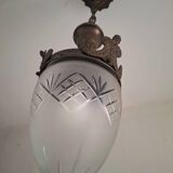 Luminaire gland art déco à suspendre, lustre ancien