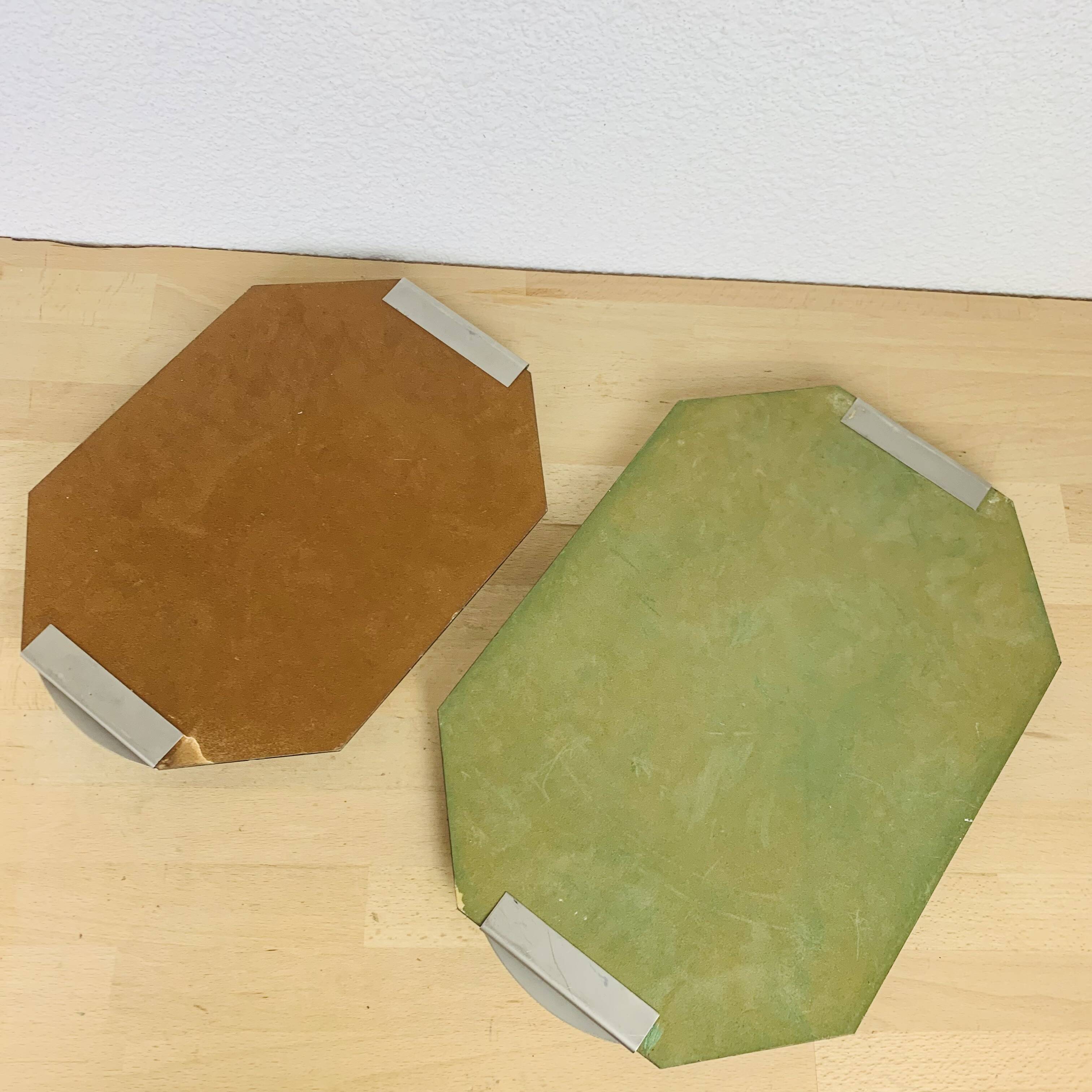 2 beveled art deco mirror trays