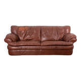 Vintage sofa from the 70s in genuine brown leather italian design