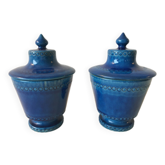 Pair of covered ceramic pots by Pol Chambost.