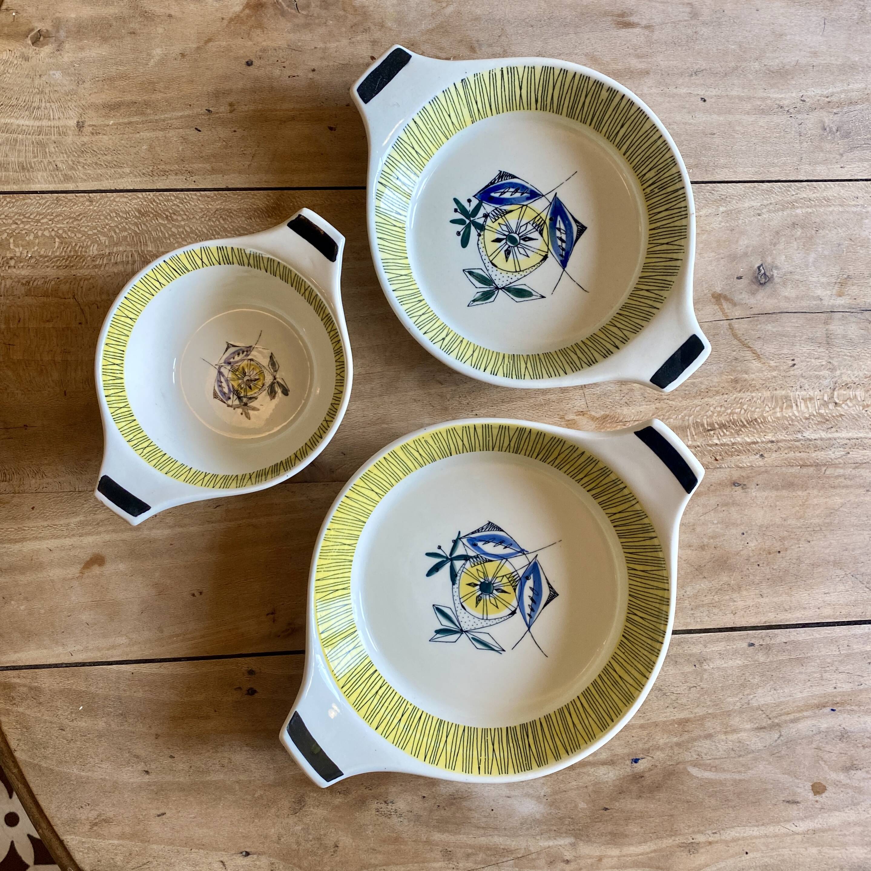 Set of 3 vintage serving dishes from the Flamingo series by Stavangerflint