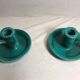 Old caves dieulefit green ceramic + cove vintage candlestick pair