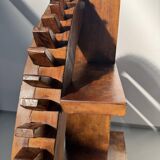 Vintage Brazilian folk art handmade round wall cabinet in Cumaru wood, 1960s