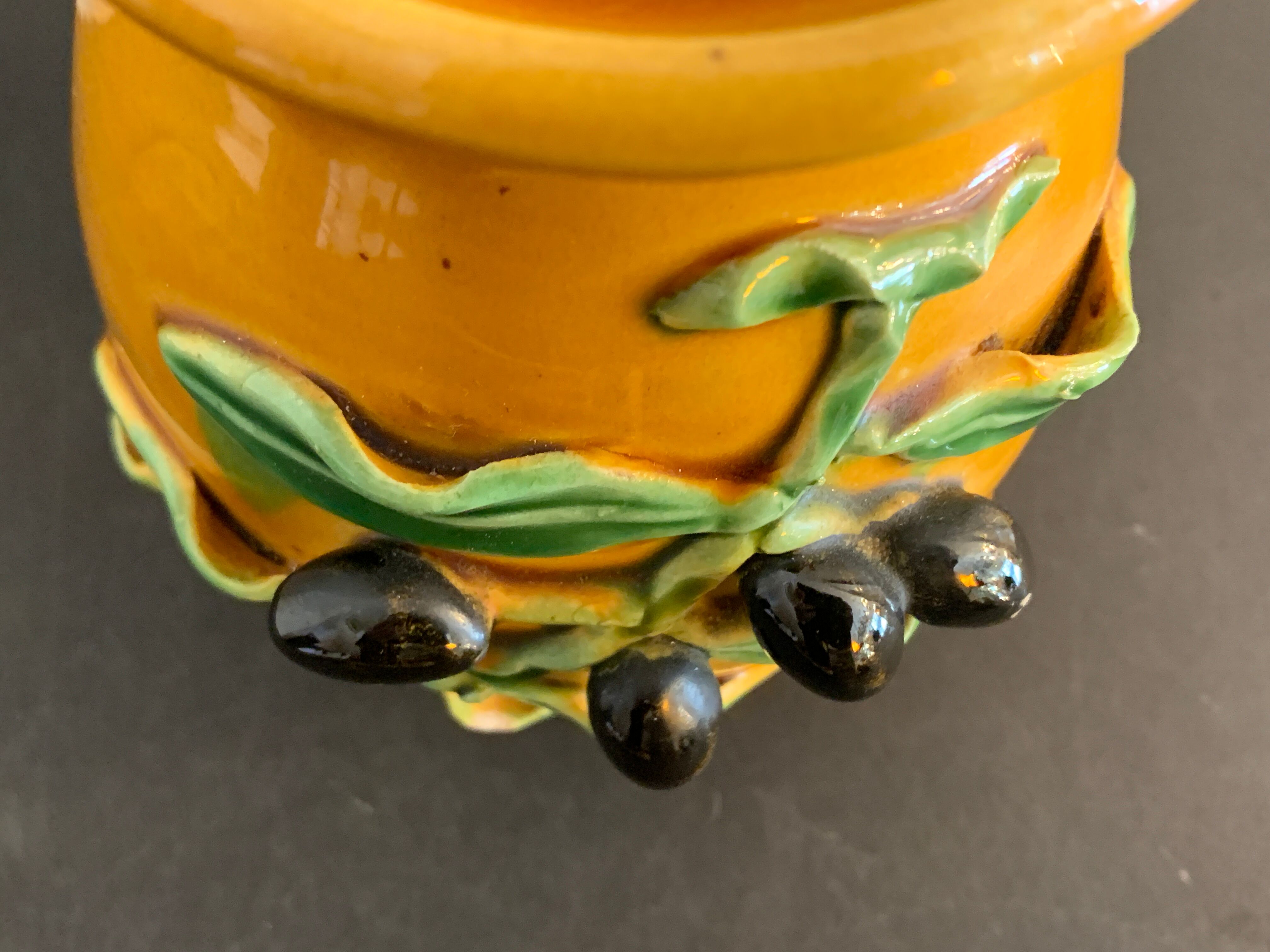 Vallauris ceramic dabbling olive pot