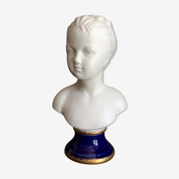 Small biscuit bust with blue base
