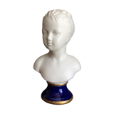 Small biscuit bust with blue base