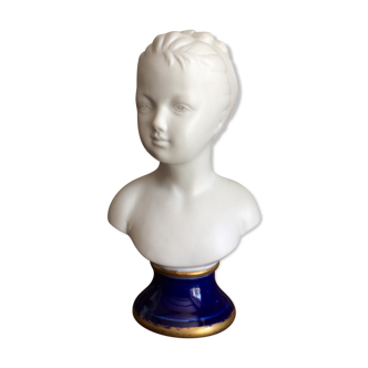 Small biscuit bust with blue base