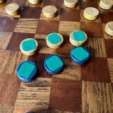 Old wooden checkers board