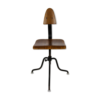 Industrial steel and wood swivel chair from Tomáš Baťa, 1940s