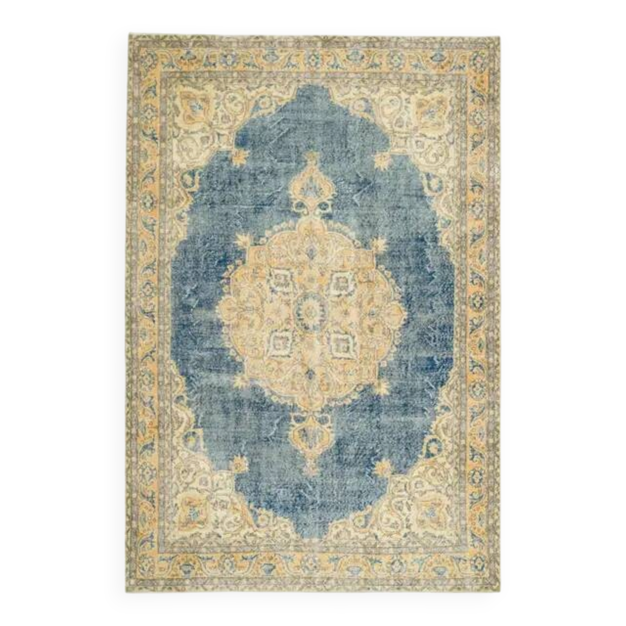 1970s Vintage Turkish Oushak Handmade Wool Cotton Orange Area Rug 205x304