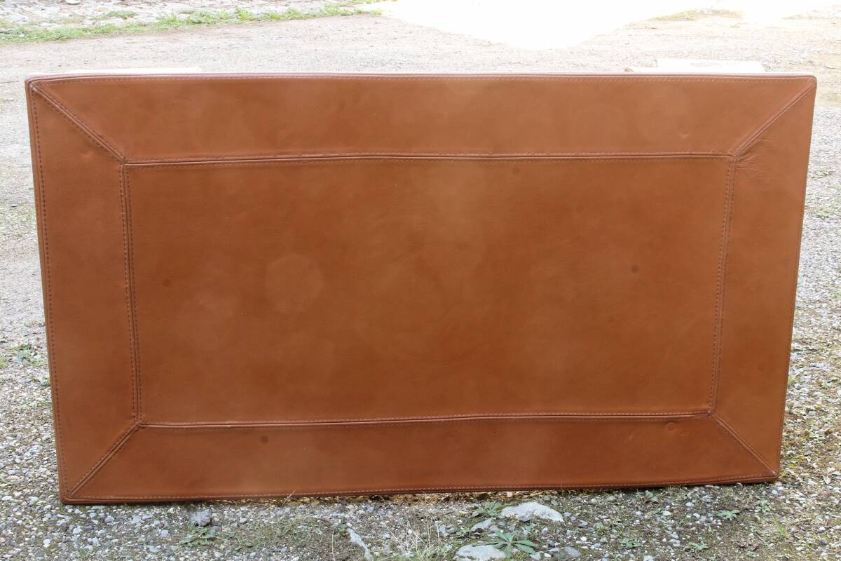 Cognac leather coffee table, vintage 1980s.