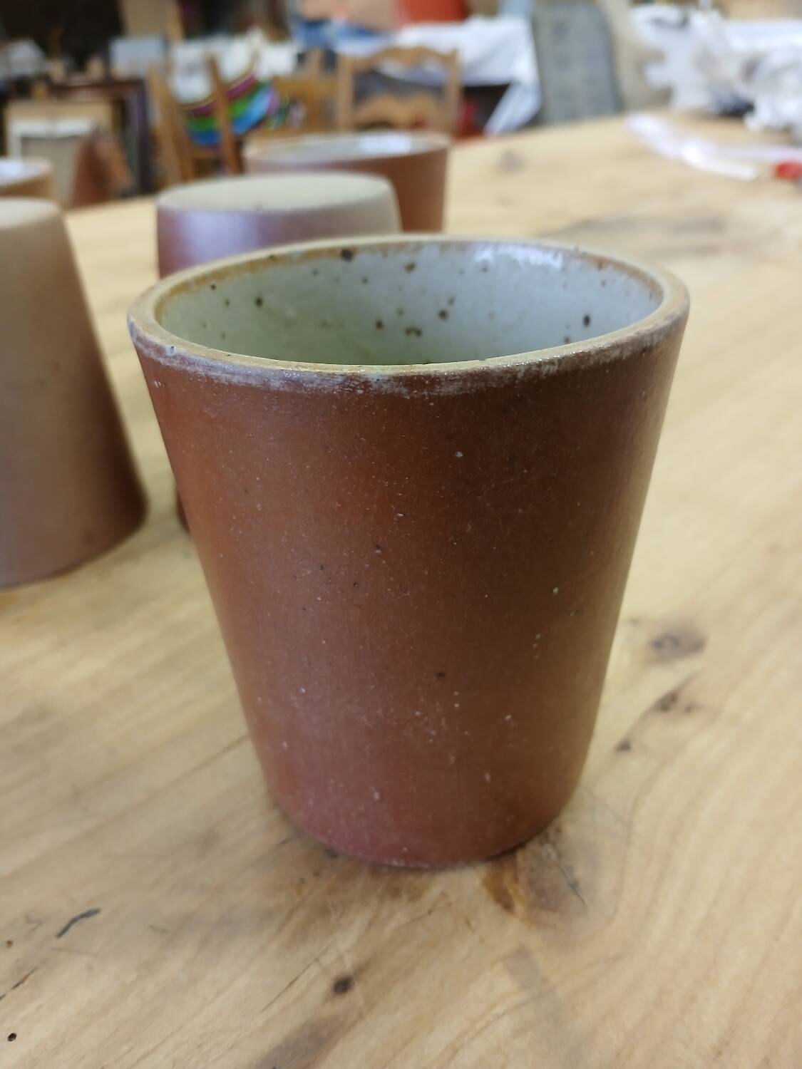 8 antique glazed stoneware cups/glasses