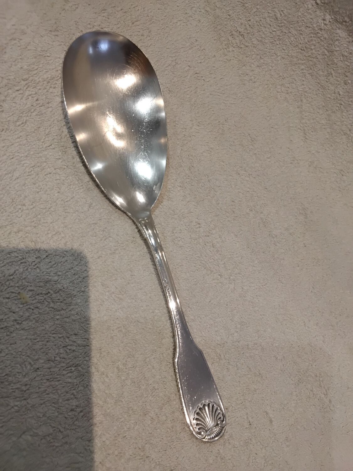 Silver plated rice serving spoons, Christofle Vendome, 25cm