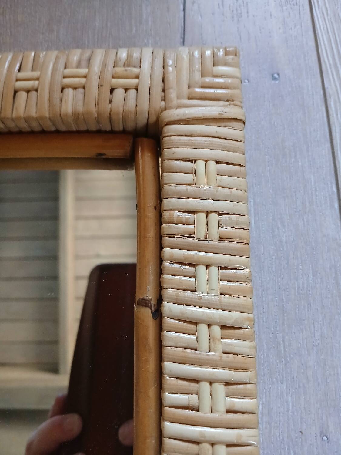 Antique rattan and bamboo mirror